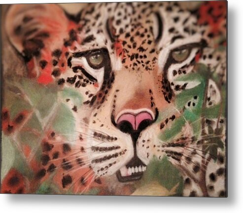 Cheetah Metal Print featuring the pastel Cheetah in the Grass by Renee Michelle Wenker