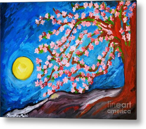 Cherry Tree Metal Print featuring the painting Cherry Tree in Blossom by Ramona Matei