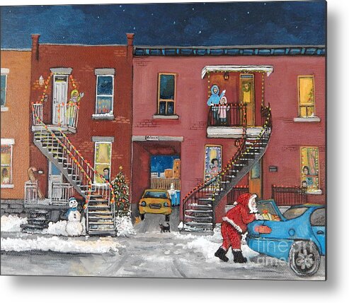 Christmas Metal Print featuring the painting Christmas in the City by Reb Frost