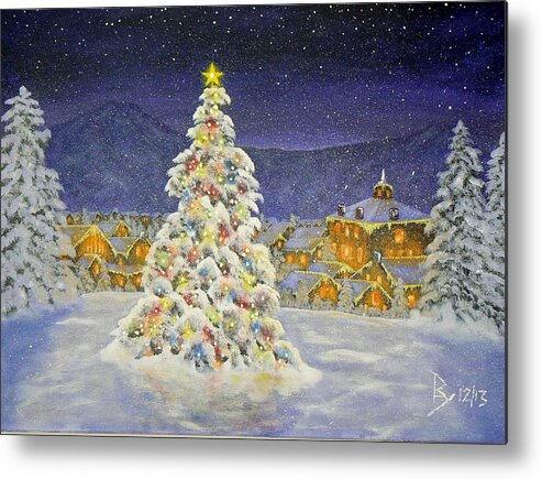 Christmas Metal Print featuring the painting Christmas in the Valley by Ray Nutaitis