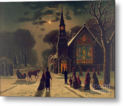 Vintage Metal Print featuring the photograph Christmas Service 1878 by Padre Art
