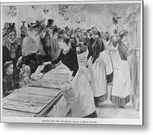 1891 Metal Print featuring the drawing Christmas Shopping, 1891 by Granger