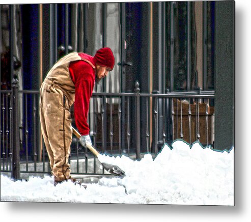 Snow Metal Print featuring the photograph Clearing the Path by Lesa Fine