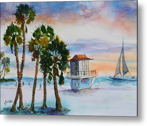 Clearwater Beach Metal Print featuring the painting Sunset at Beach by Jyotika Shroff