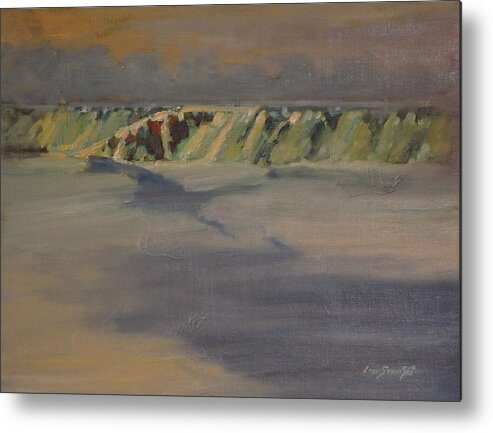 Cohoes Falls Metal Print featuring the painting Cohoes Falls In Winter by Len Stomski