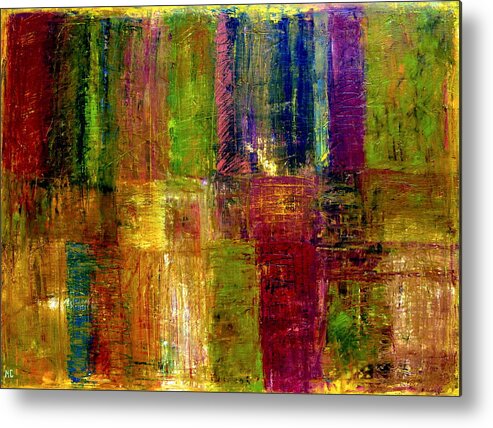 Abstract Metal Print featuring the painting Color Panel Abstract by Michelle Calkins