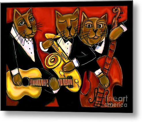 Jazz Metal Print featuring the painting Cool Jazz Cats by Cynthia Snyder