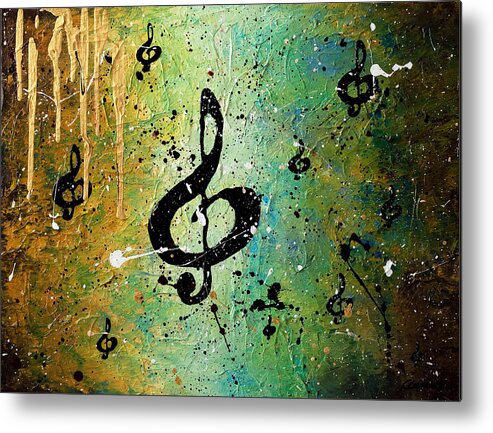 Music Abstract Art Metal Print featuring the painting Cosmic Jam by Carmen Guedez