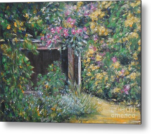 Landscape Metal Print featuring the painting Cottage Garden 4 by Jane See