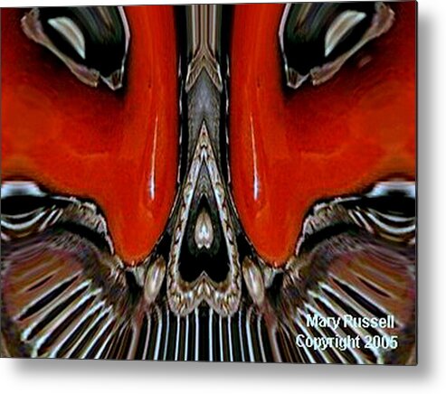 Red Metal Print featuring the digital art Cow Catcher by Mary Russell