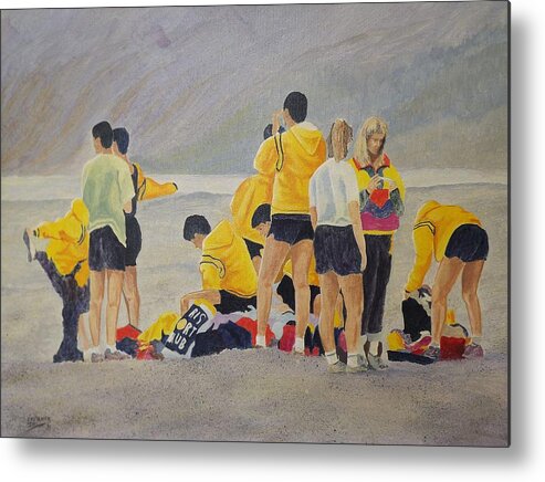 Running Metal Print featuring the painting Cross Country Beach Run by Richard Faulkner