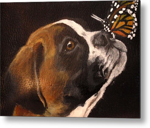 Boxer Metal Print featuring the painting Daisy by Carol Russell