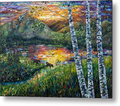 Palette Knife Art Metal Print featuring the painting Dawn's early light by O Lena