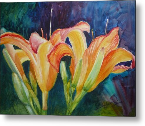 Day Lily Metal Print featuring the painting Day Lily by Tamara Scantland Adams