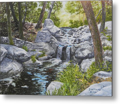 Landscape Metal Print featuring the painting Descanso Falls by Duwayne Williams