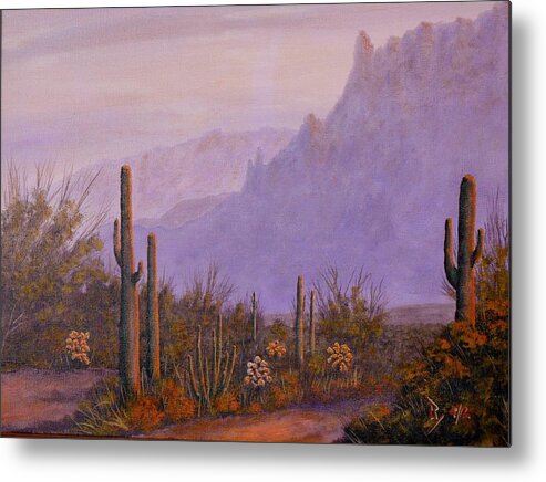 Acrylic Metal Print featuring the painting Desert Dusk by Ray Nutaitis