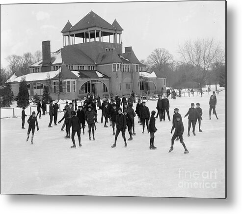 Detroit Metal Print featuring the photograph Detroit Michigan Skating at Belle Isle by Anonymous