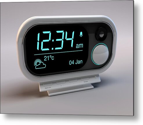 Digital Clock Metal Print featuring the photograph Digital Alarm Clock by Paul Wootton/science Photo Library