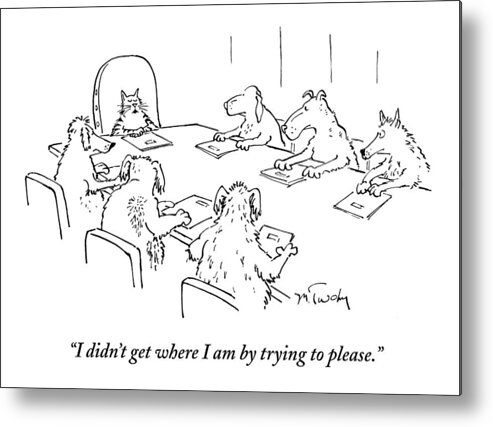 Caption Contest Tk Metal Print featuring the drawing Dogs At A Meeting by Mike Twohy