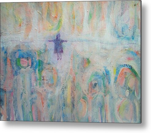 Abstract Metal Print featuring the painting Don't Look Down by Judith Redman