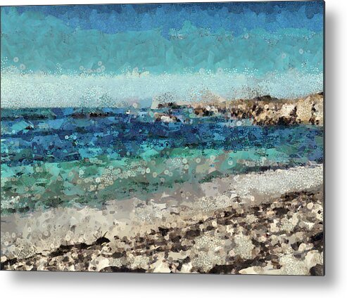 Sea Metal Print featuring the mixed media Down By The Sea 2 by Angelina Tamez