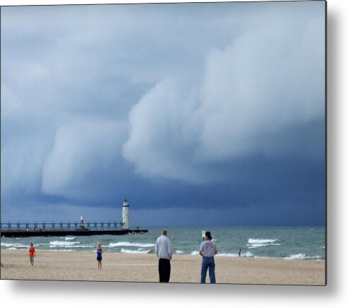 Dramatic Metal Print featuring the photograph Dramatic Storm Clouds over Lake Michigan by Susan Wyman