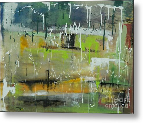 Abstract Metal Print featuring the painting Drips by Kenneth Harris