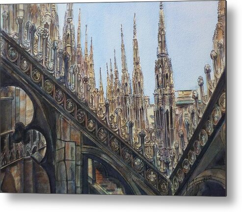 Duomo Di Milano Metal Print featuring the painting Duomo di Milano III by Henrieta Maneva