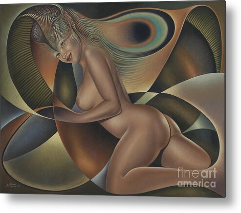 Nude-art Metal Print featuring the painting Dynamic Queen 4 by Ricardo Chavez-Mendez