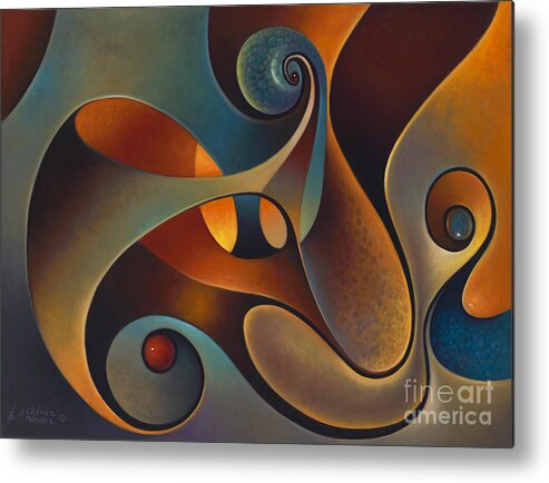 Scrolls Metal Print featuring the painting Dynmaic Series #14 by Ricardo Chavez-Mendez