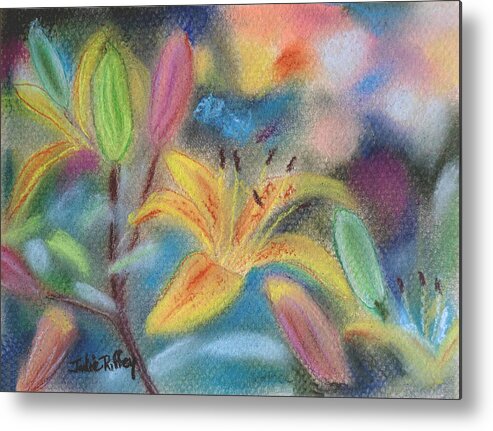 Pastel Metal Print featuring the pastel Early Arrival Lily by Julie Brugh Riffey