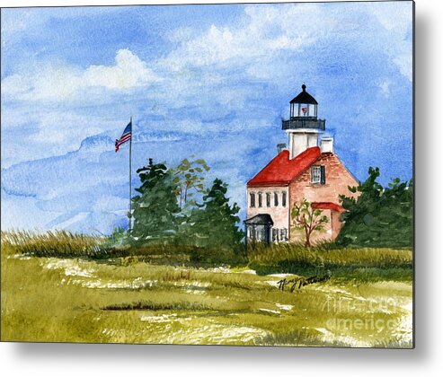 East Point Lighthouse Metal Print featuring the painting East Point In The Spring by Nancy Patterson
