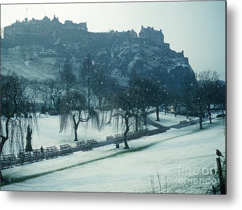 Edinburgh Castle Metal Print featuring the photograph Edinburgh Castle - snow shower by Phil Banks