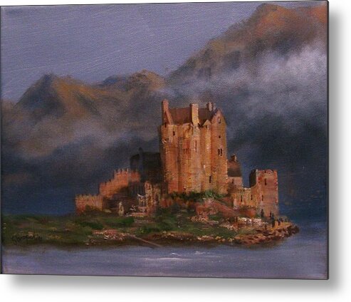 Eilean Donan Castle Metal Print featuring the painting Eilean Donan Castle by Tom Shropshire