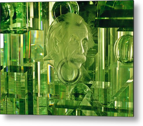 Albert Einstein Metal Print featuring the photograph Einstein in Crystal - Green by Christi Kraft