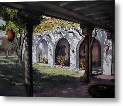 Courtyard Metal Print featuring the painting Elfrida Courtyard by Sam Sidders