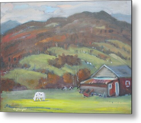 Grazing Cows Metal Print featuring the painting Elsie by Len Stomski