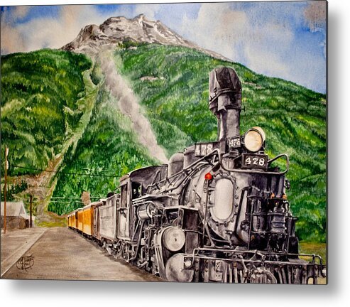 Steam Engine Metal Print featuring the painting Engine 478 by Jessica Tookey