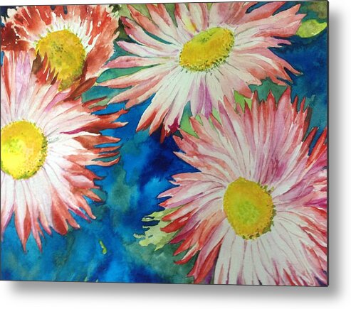 Flowers Metal Print featuring the painting Enjoying the Sun by Kathy Sievering