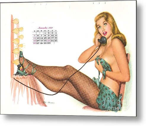 Vintage Metal Print featuring the photograph Esquire Pin Up Girl by Action