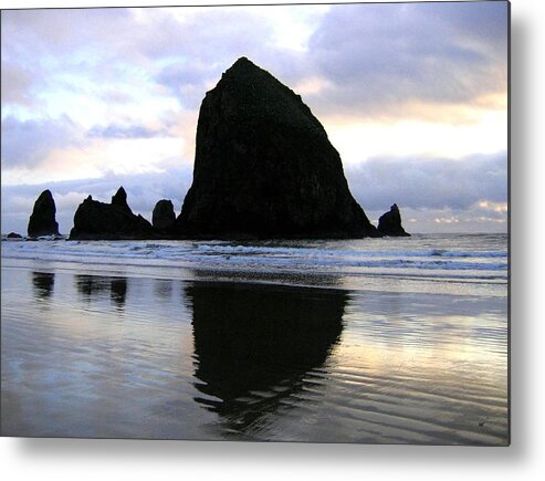 Haystack Rock Metal Print featuring the photograph Evening Luster by Will Borden