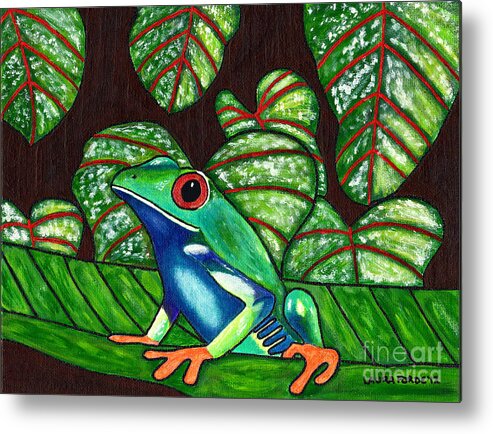 Frog Metal Print featuring the painting Eye on You by Laura Forde