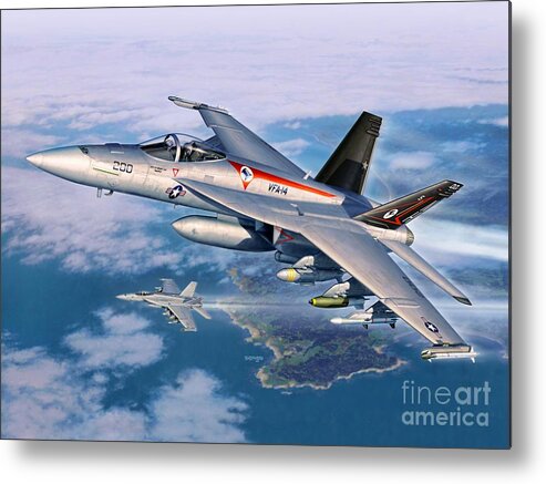 F-18 Metal Print featuring the digital art F-18E Super Hornet by Stu Shepherd