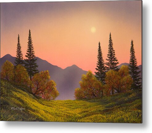 Mountains Metal Print featuring the painting Fading Light by Frank Wilson