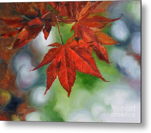 Fall Metal Print featuring the painting Fall Leaves by Lori Pittenger