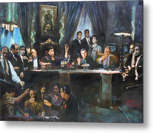 Celebrities Metal Poster featuring the painting Fallen Last Supper Bad Guys by Ylli Haruni