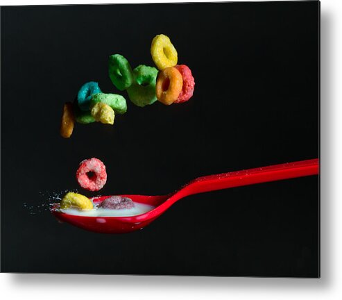Fruit Loops Metal Print featuring the photograph Falling Fruit Loops by John Hoey
