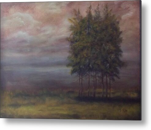 Landscape Metal Print featuring the painting Family of Trees by Stephen King