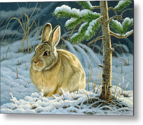 Wildlife Metal Print featuring the painting Favorite Place - Bunny by Paul Krapf