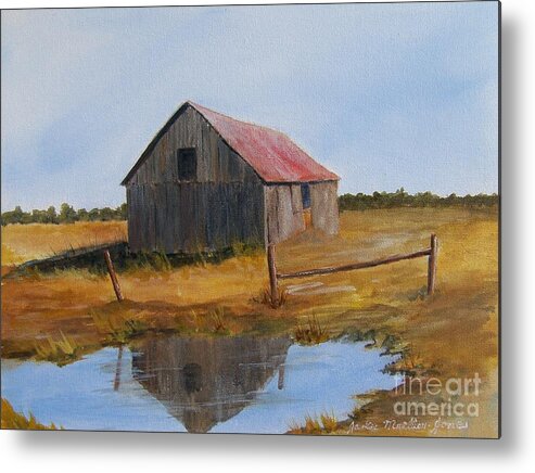 Barn Metal Print featuring the painting Fields Of Gold by Jackie Mueller-Jones